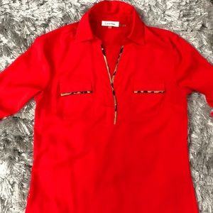 Calvin Klein Red cheetah detailed Blouse